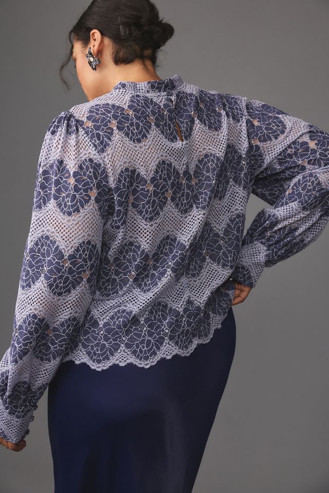 Dolan Left Coast Mock-Neck Lace Blouse #6