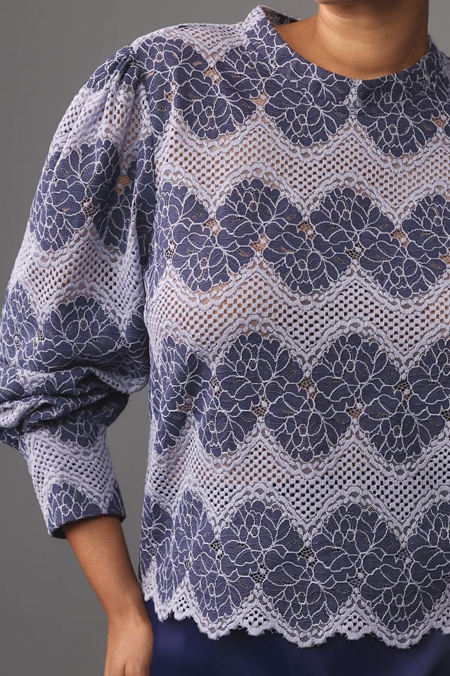 Dolan Left Coast Mock-Neck Lace Blouse #8