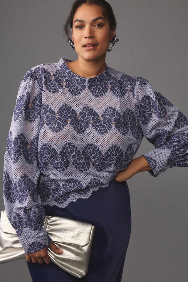 Dolan Left Coast Mock-Neck Lace Blouse #5