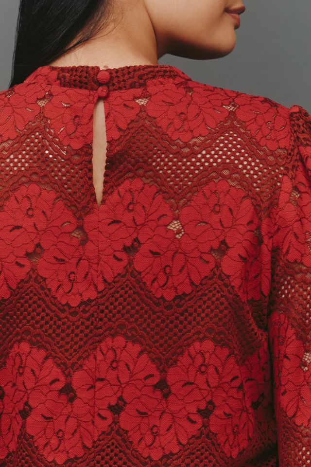 Dolan Left Coast Mock-Neck Lace Blouse #1