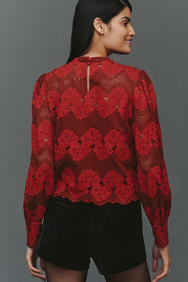 Dolan Left Coast Mock-Neck Lace Blouse #2