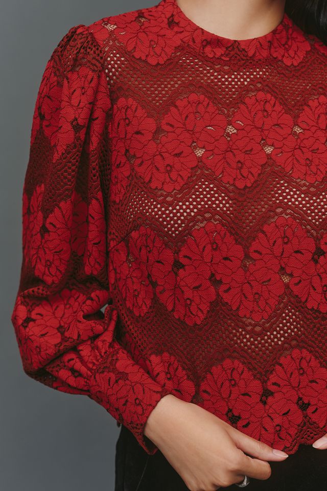 Dolan Left Coast Mock-Neck Lace Blouse #3
