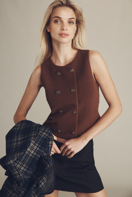Dolan Left Coast Structured Vest Top In Brown