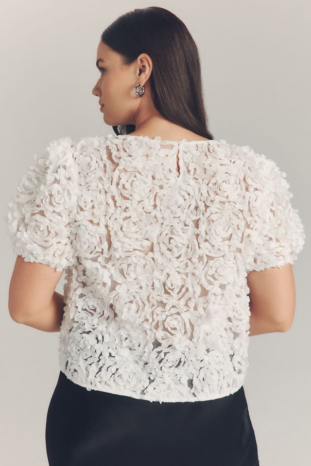 Dolan Left Coast Puff-Sleeve 3D Floral Top #5