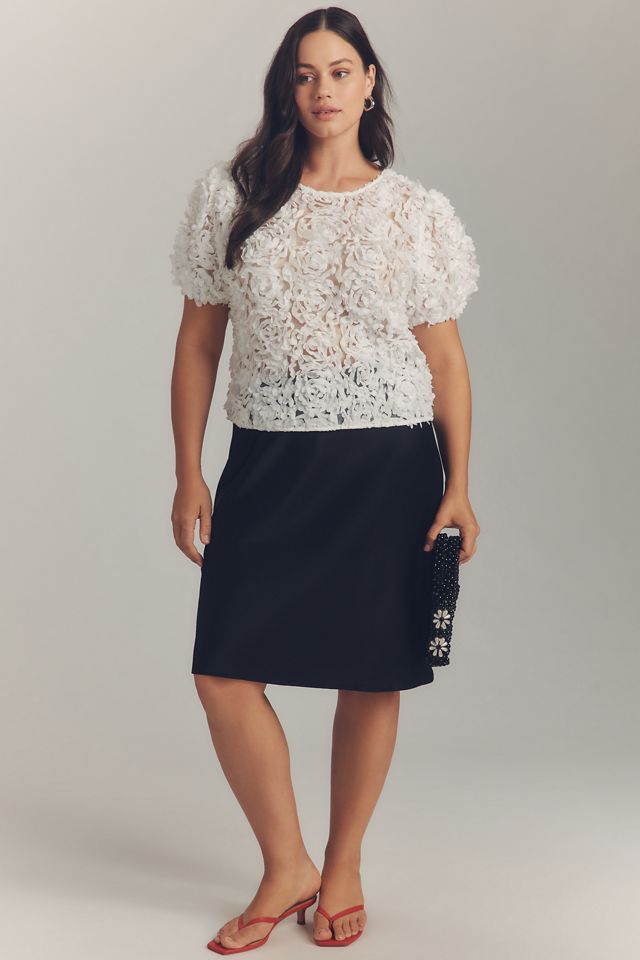 Dolan Left Coast Puff-Sleeve 3D Floral Top #6
