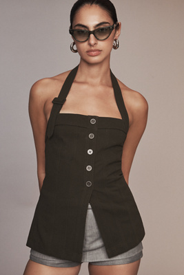 Dolan Left Coast Square-neck Knit Vest Top In Green