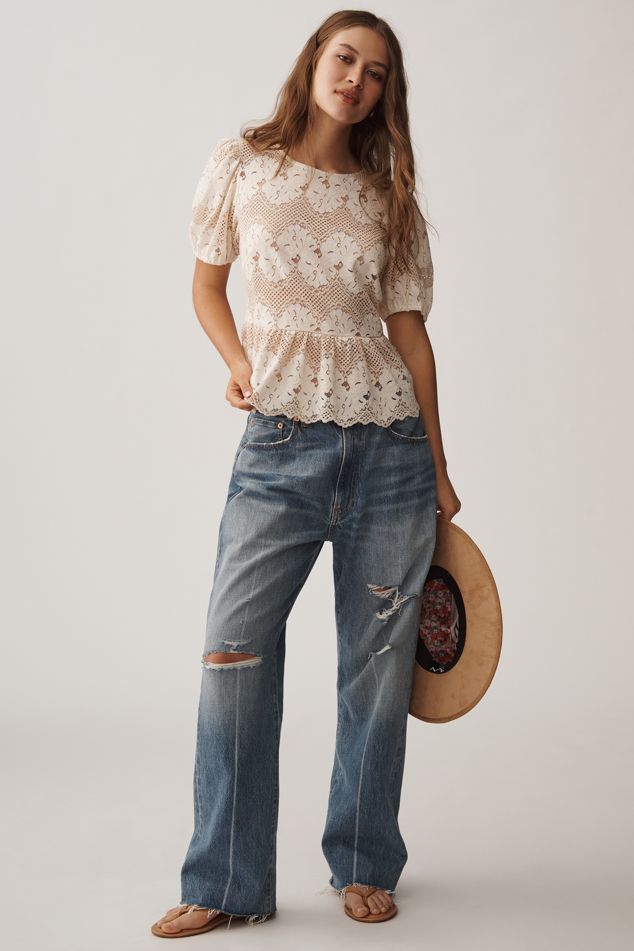 Dolan Left Coast Printed Peplum Top
