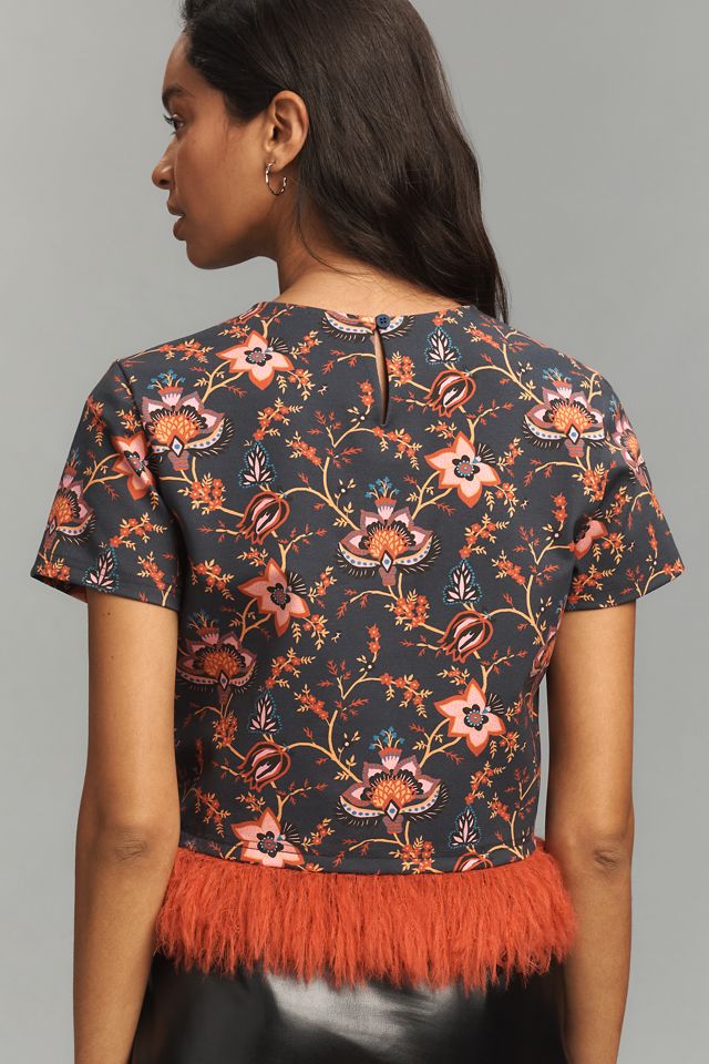 Dolan Left Coast Printed Faux-Fur Top #1