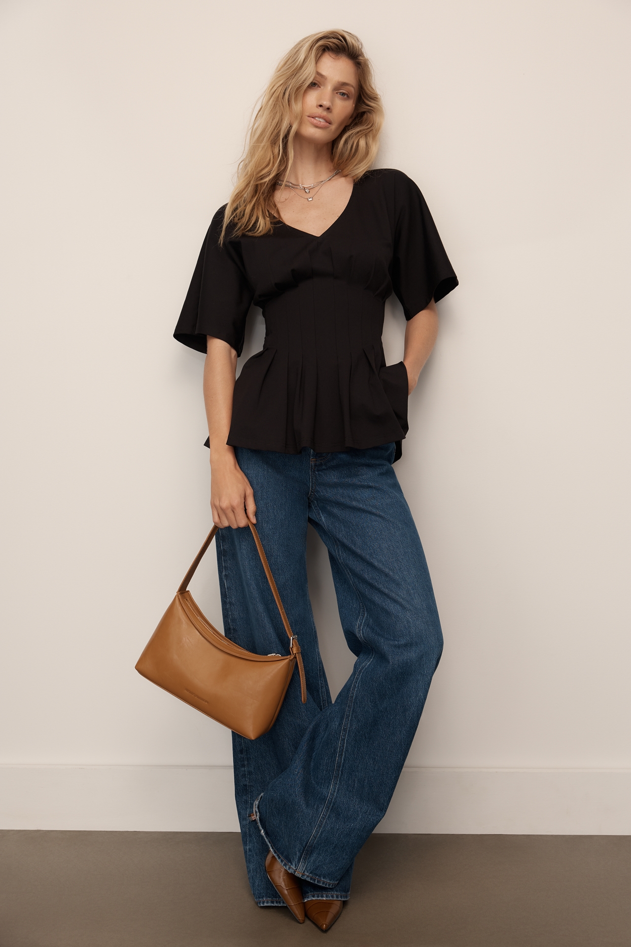 Dolan Left Coast Pleated Peplum Top