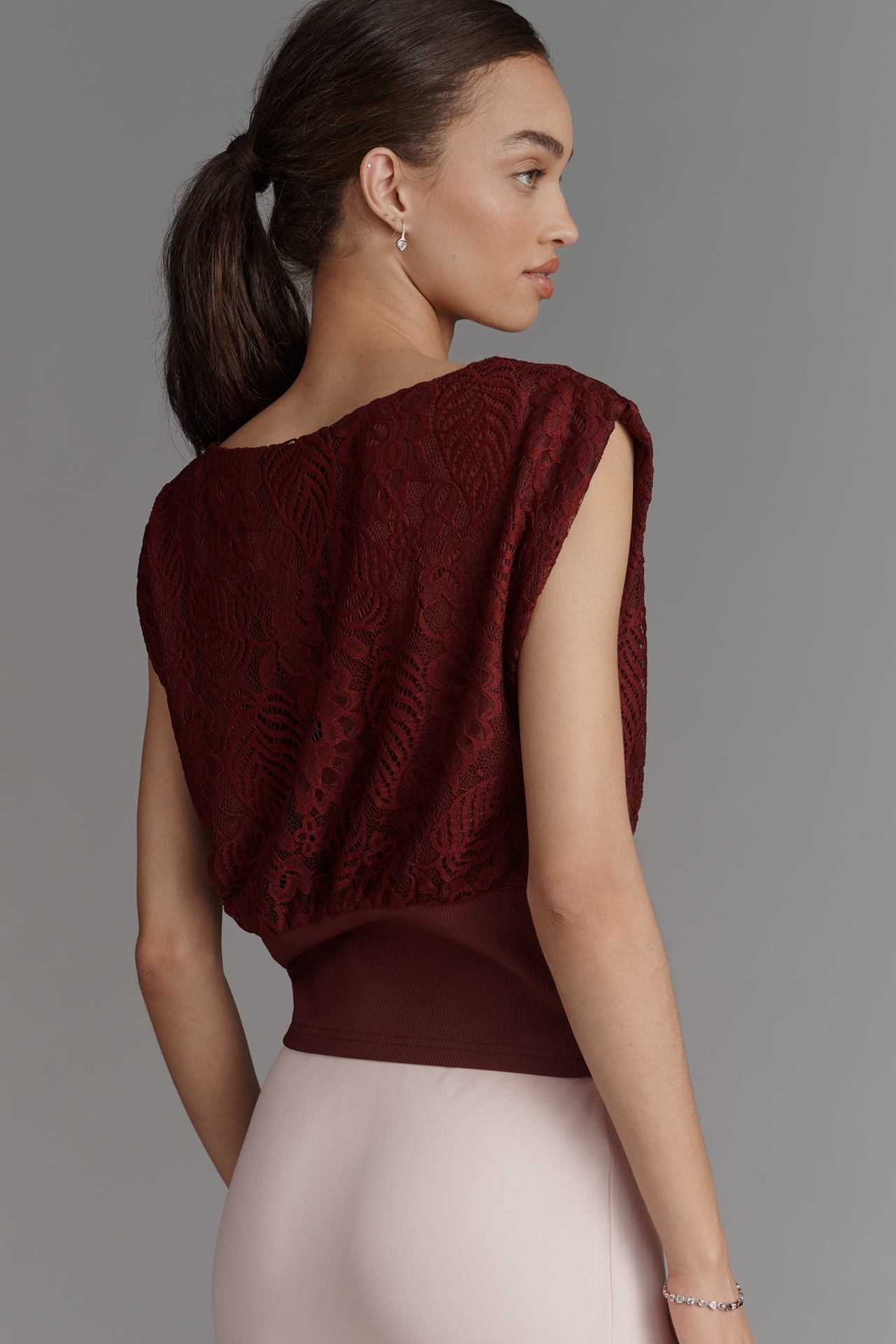 Dolan Left Coast Boat-Neck Cinched Lace Top