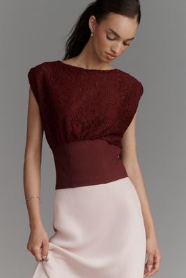 Dolan Left Coast Boat-Neck Cinched Lace Top