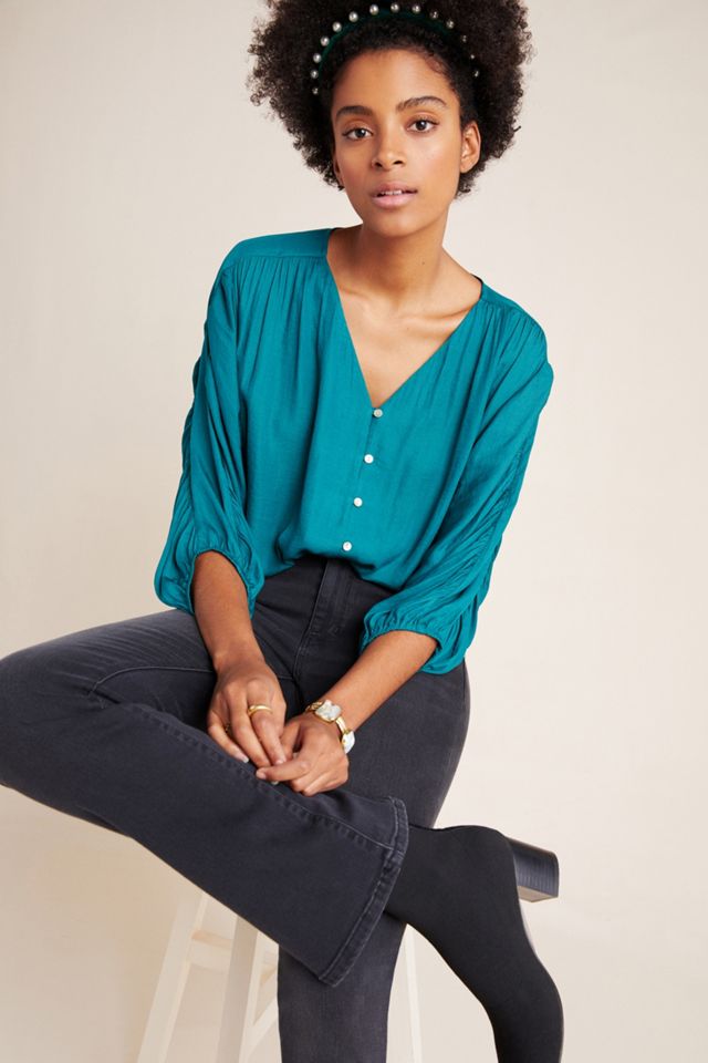 Rosa Ruched Buttondown | Anthropologie