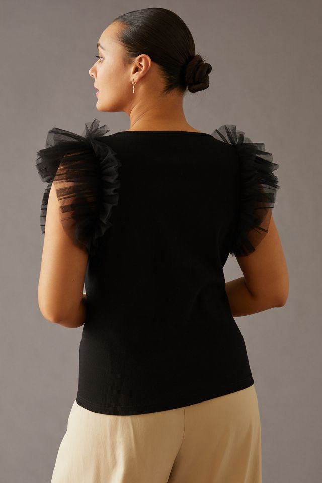 DOLAN Tulle Sleeve Tank Top #5