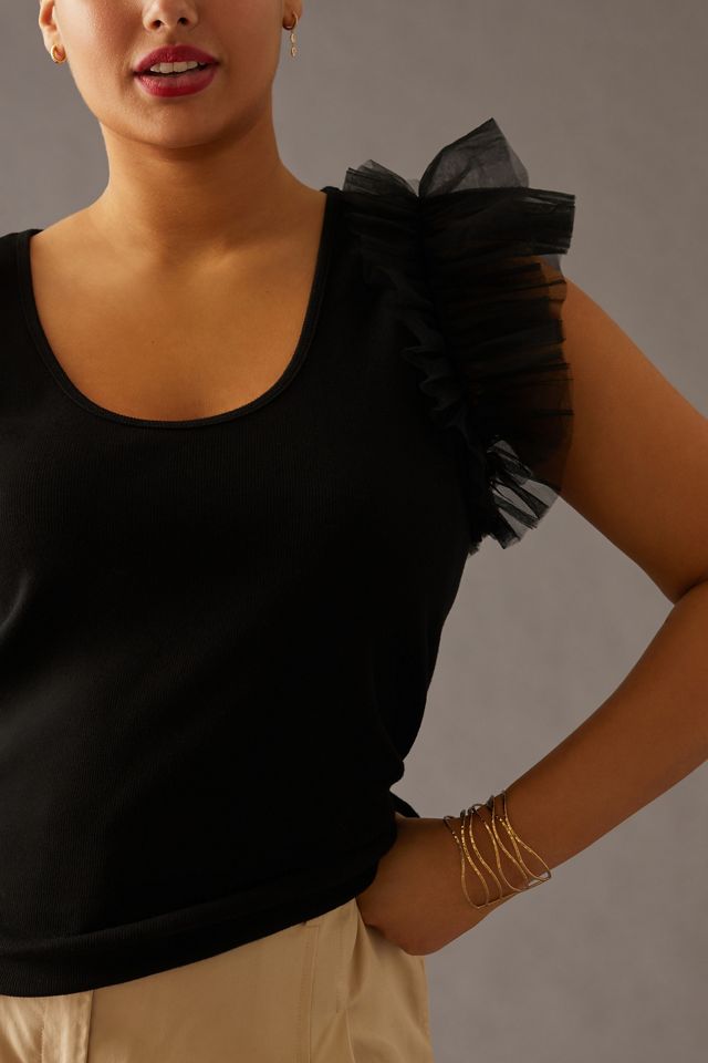 DOLAN Tulle Sleeve Tank Top | Anthropologie