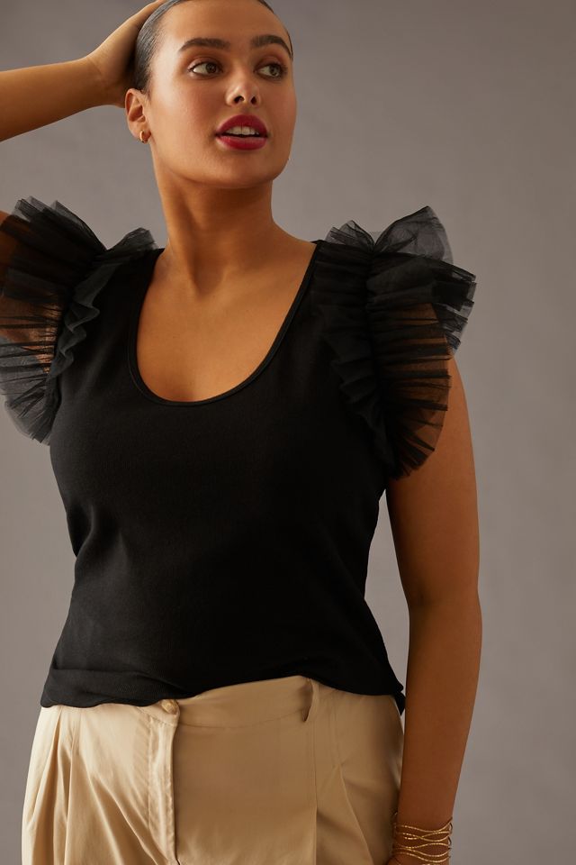 DOLAN Tulle Sleeve Tank Top #4