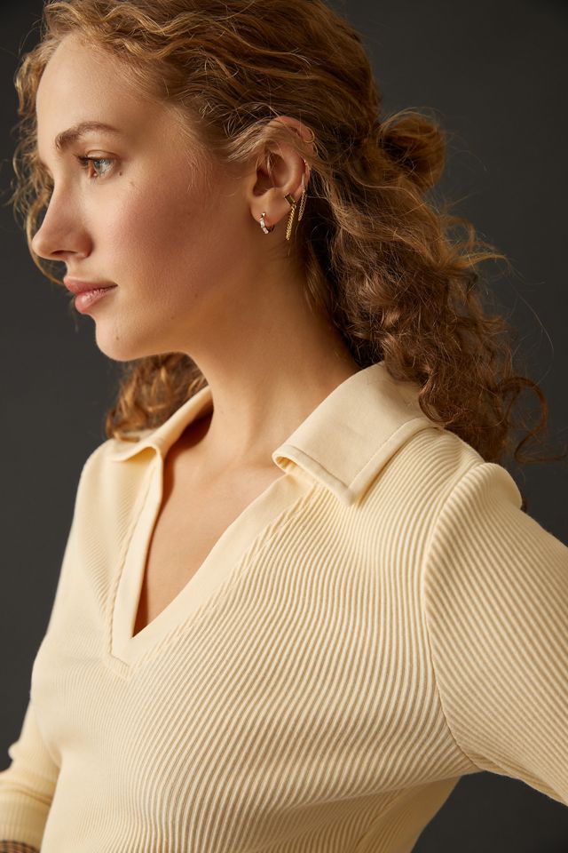 DOLAN Ribbed V-Neck Top #1