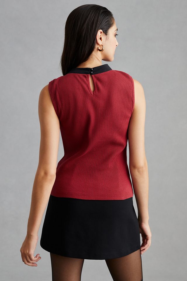 DOLAN Tie-Neck Ribbed Shell Blouse | Anthropologie