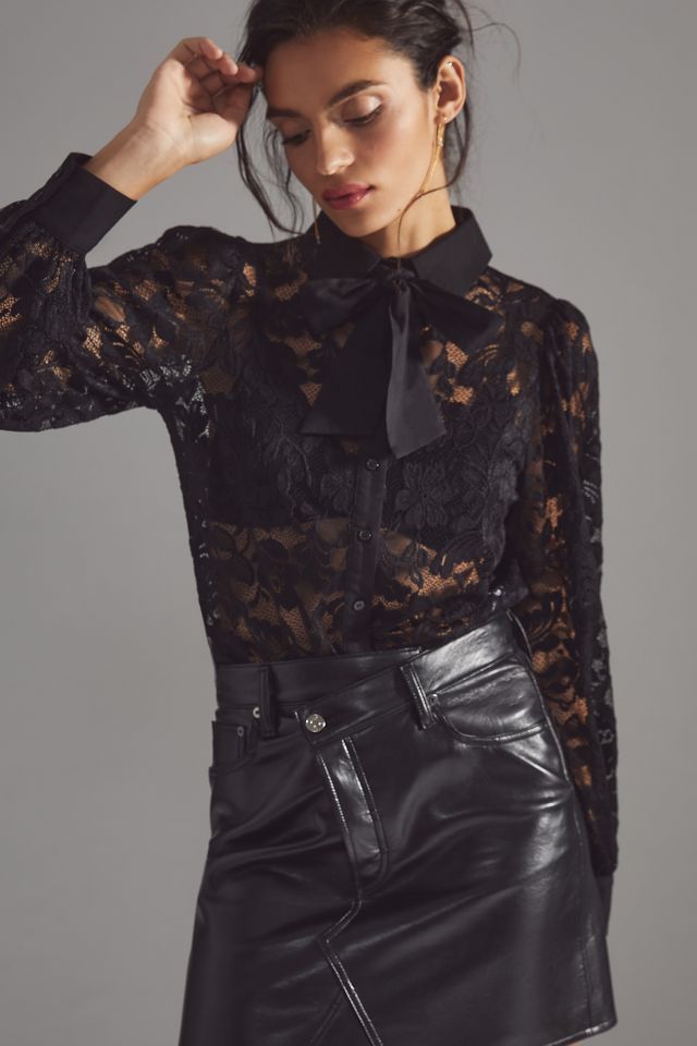 Sheer lace hot sale blouse