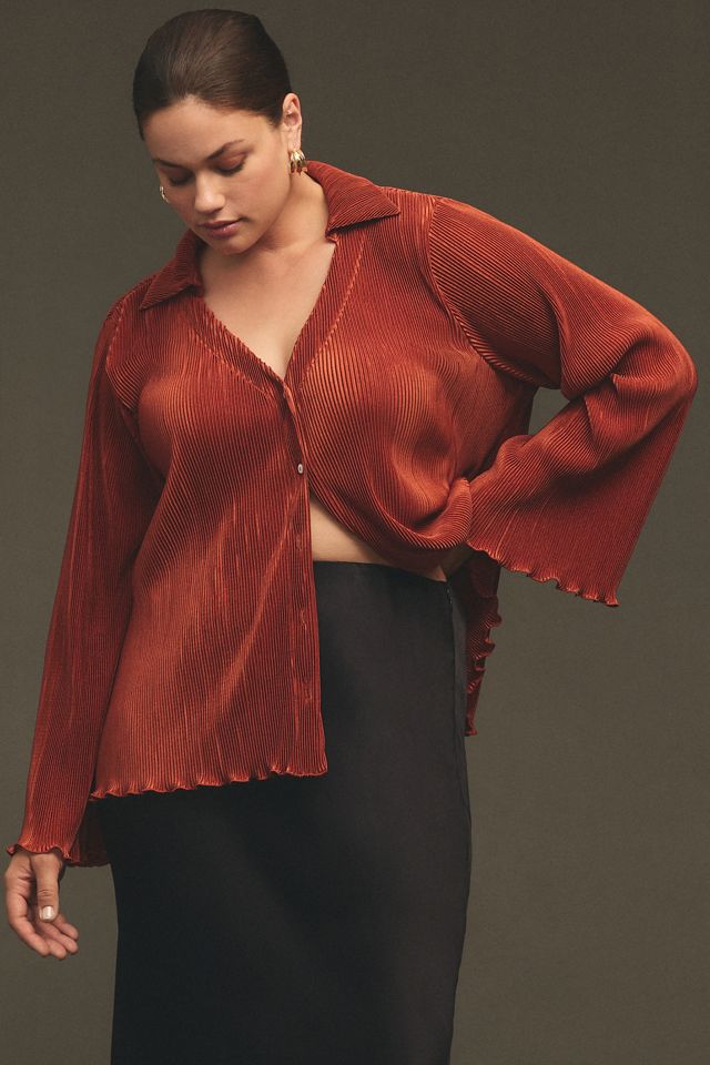DOLAN Lettuce-Hem Buttondown Top | Anthropologie