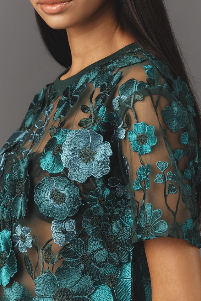 Dolan Left Coast Flower Appliqué Sheer Tee #2