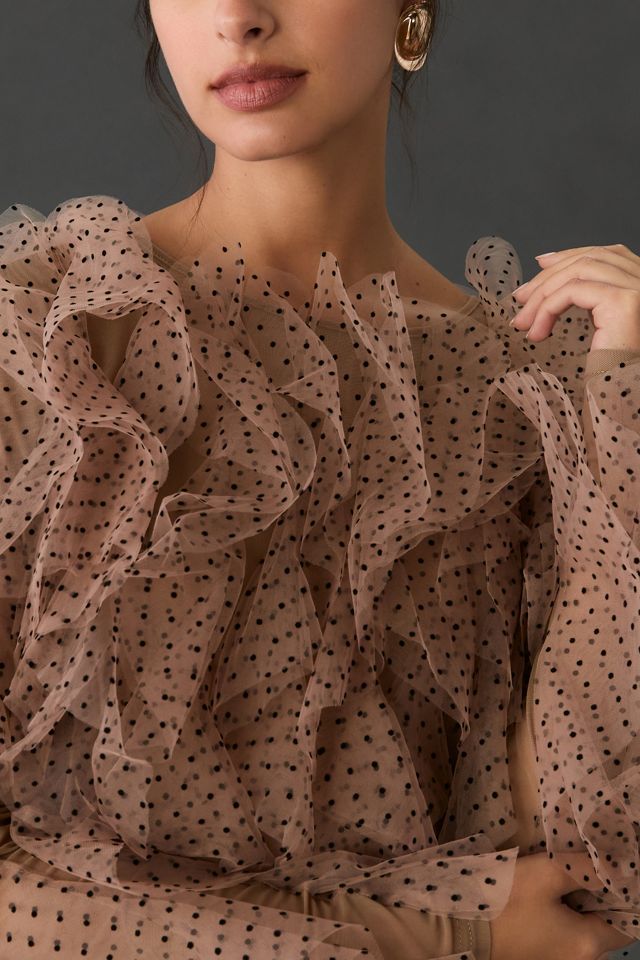Dolan Left Coast Mesh Ruffle Blouse #2
