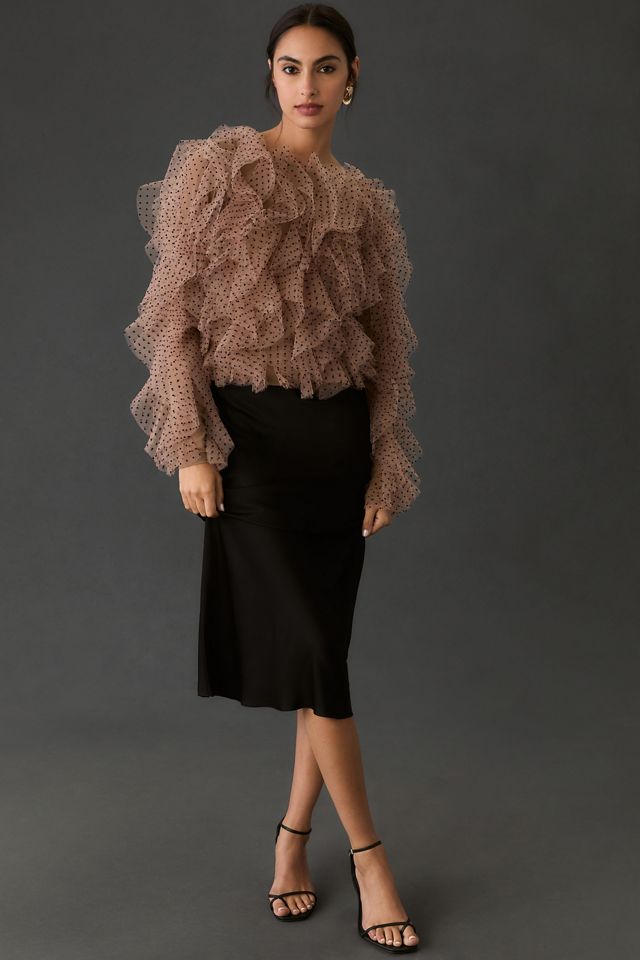 Dolan Left Coast Mesh Ruffle Blouse #3