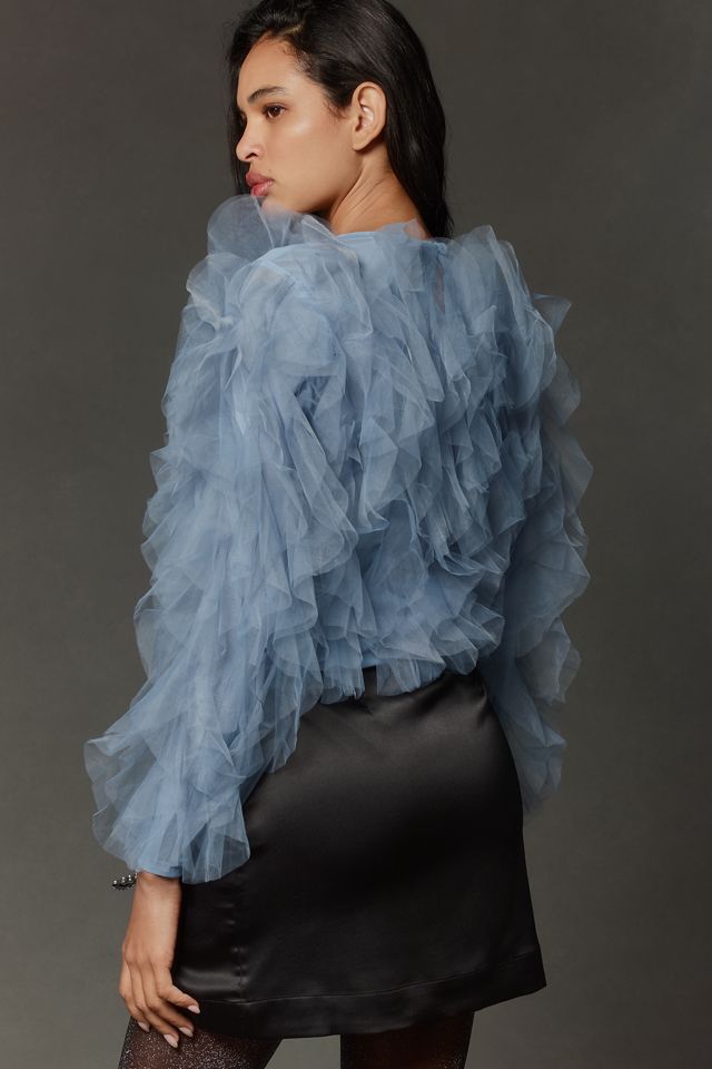 Dolan Left Coast Mesh Ruffle Blouse #1