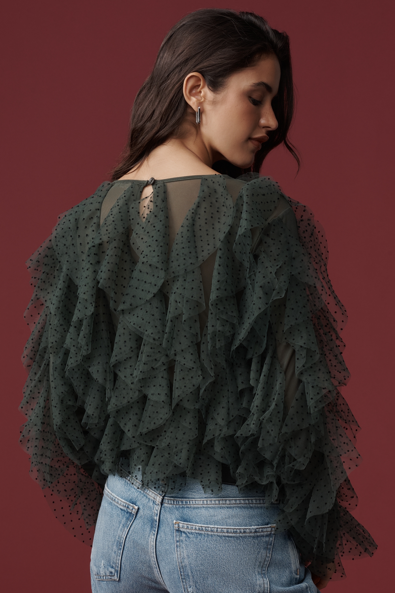 Dolan Left Coast Mesh Ruffle Top