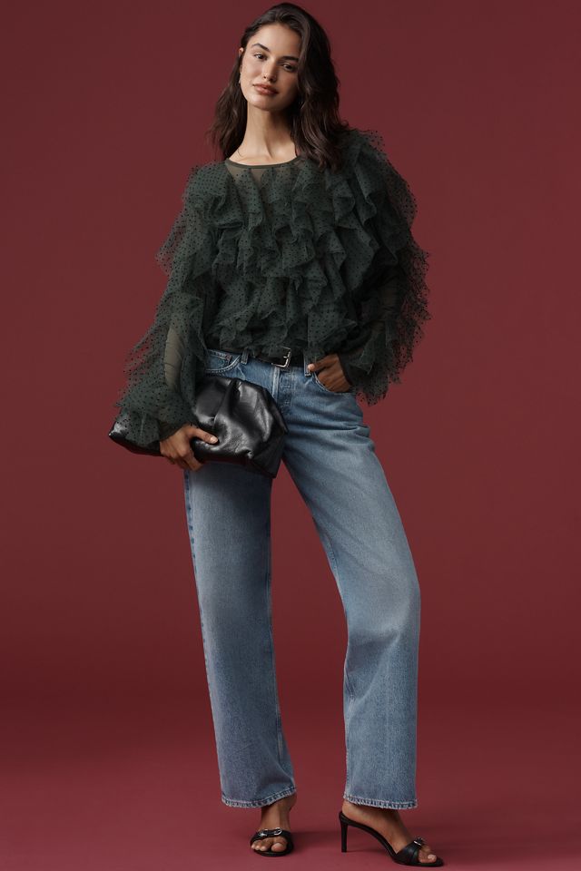 Dolan Left Coast Mesh Ruffle Top #3