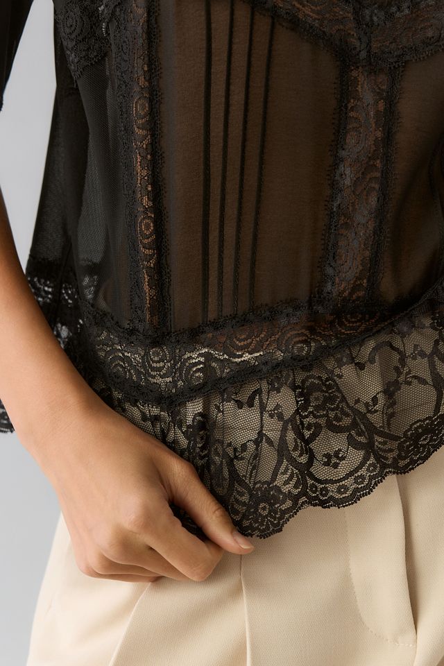 DOLAN Short-Sleeve Sheer Lace Top #3