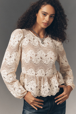 Dolan Left Coast Peplum Lace Blouse | Anthropologie