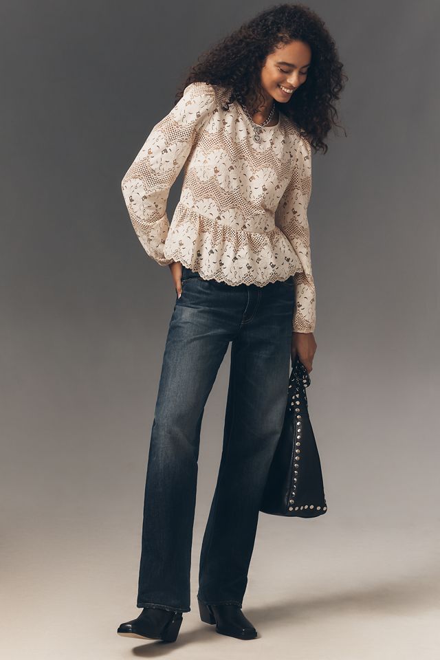 Dolan Left Coast Peplum Lace Blouse #1