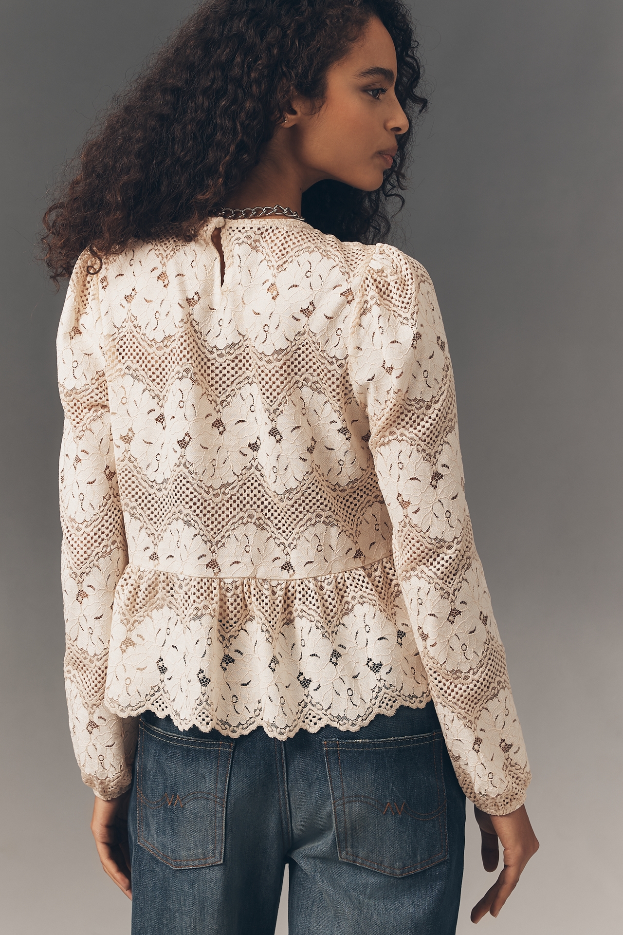 Dolan Left Coast Peplum Lace Blouse
