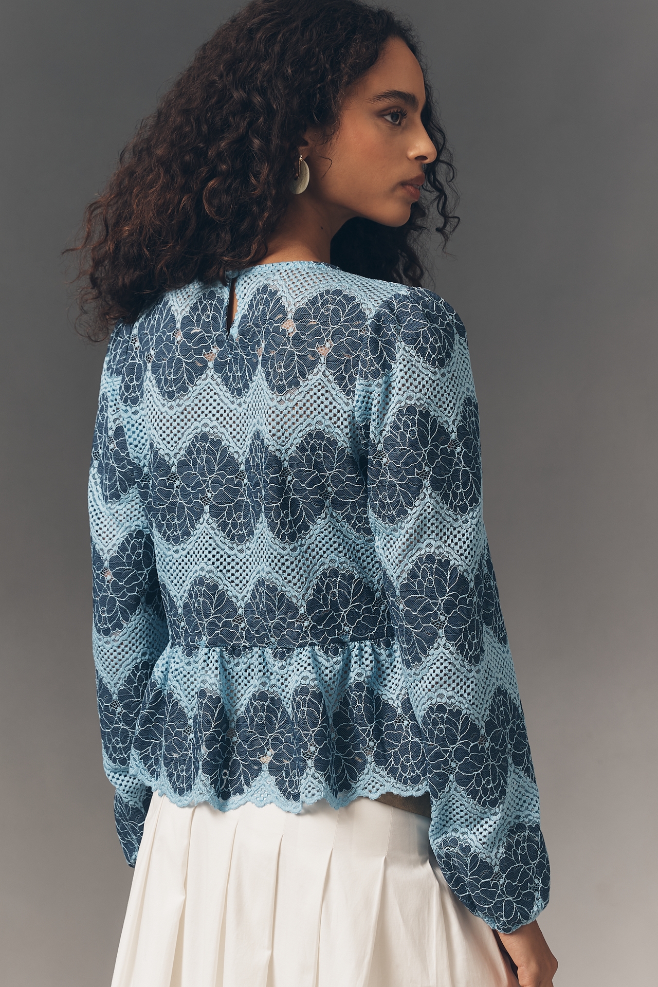 Dolan Left Coast Peplum Lace Blouse