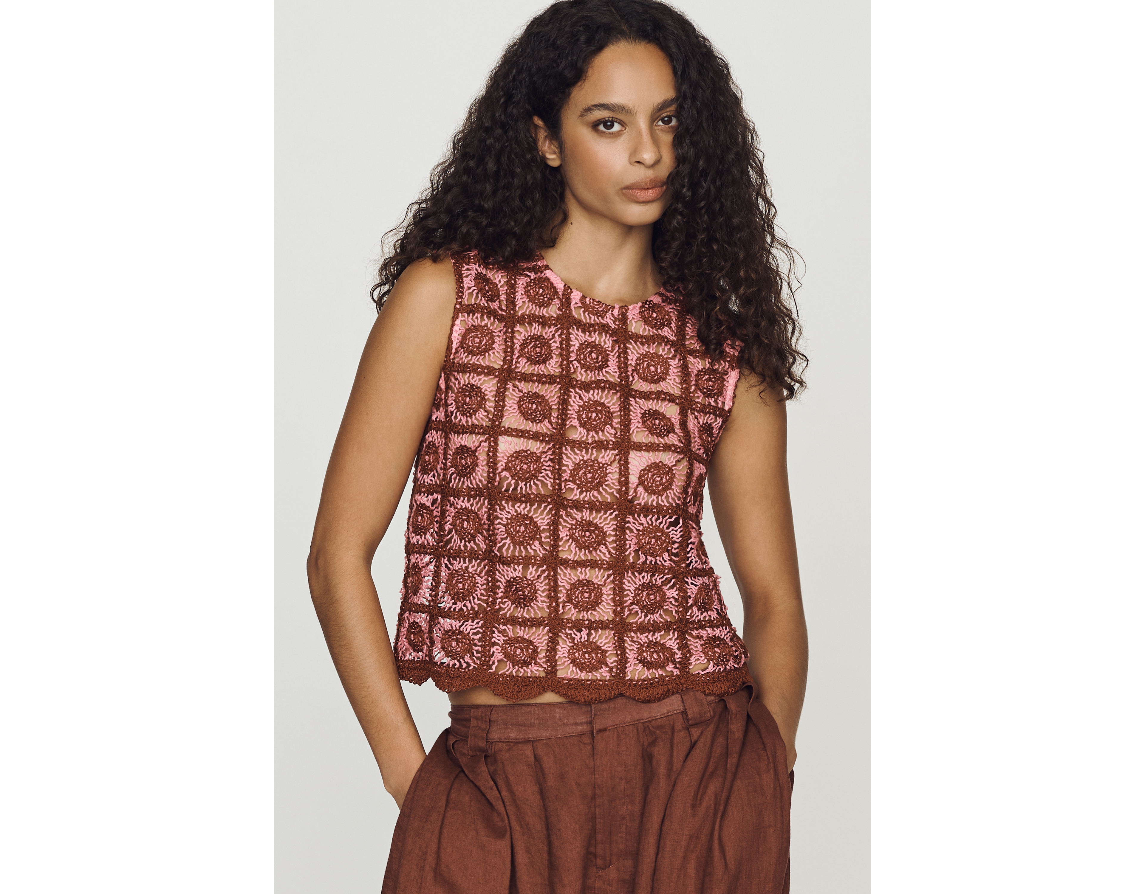 Dolan Left Coast Crochet Scallop Tank
