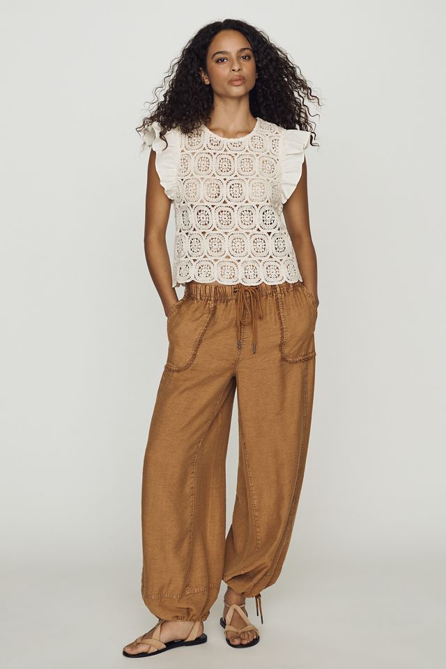 Dolan Left Coast Cotton Lace Flutter Sleeve Top | Anthropologie