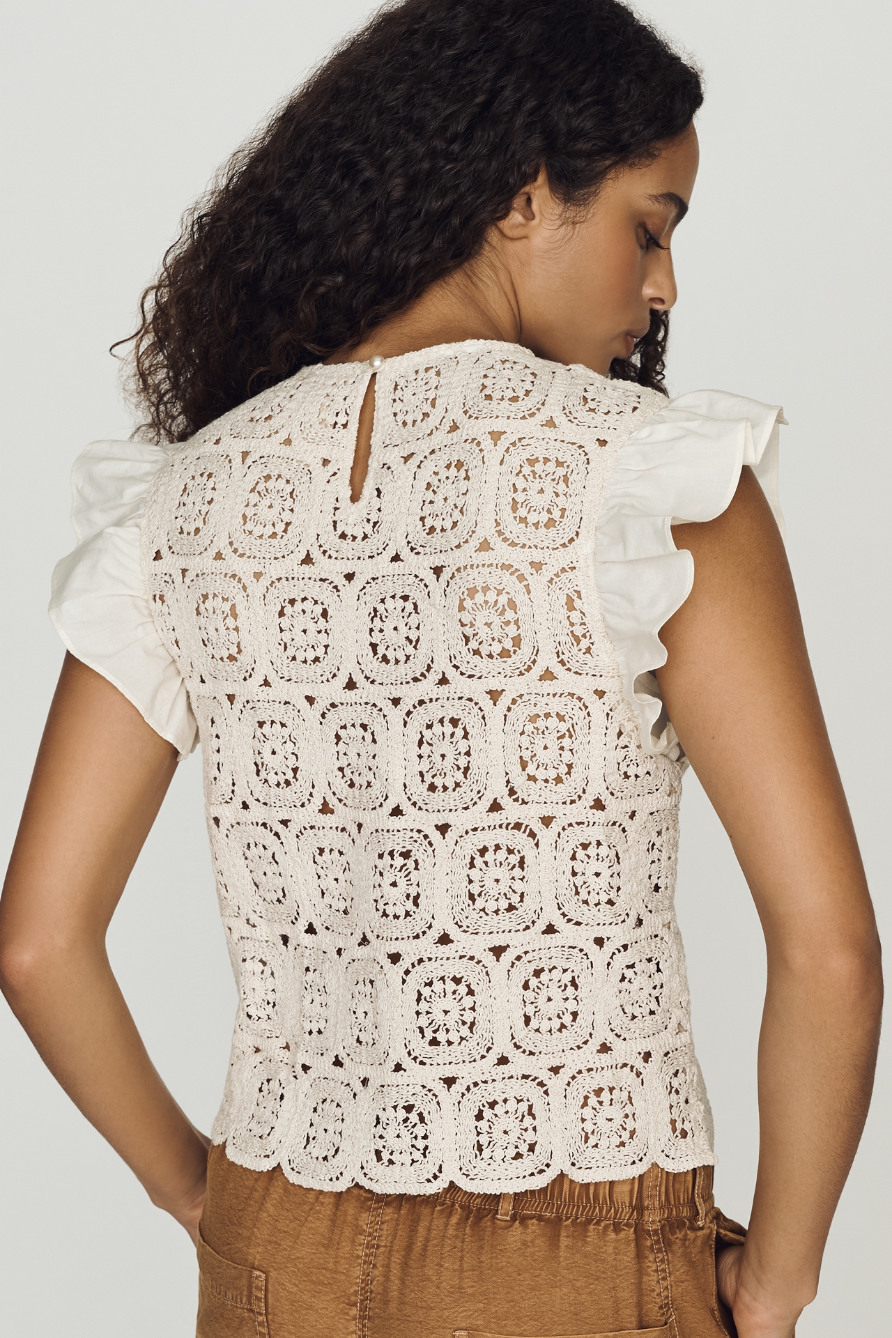 Dolan Left Coast Cotton Lace Flutter Sleeve Top