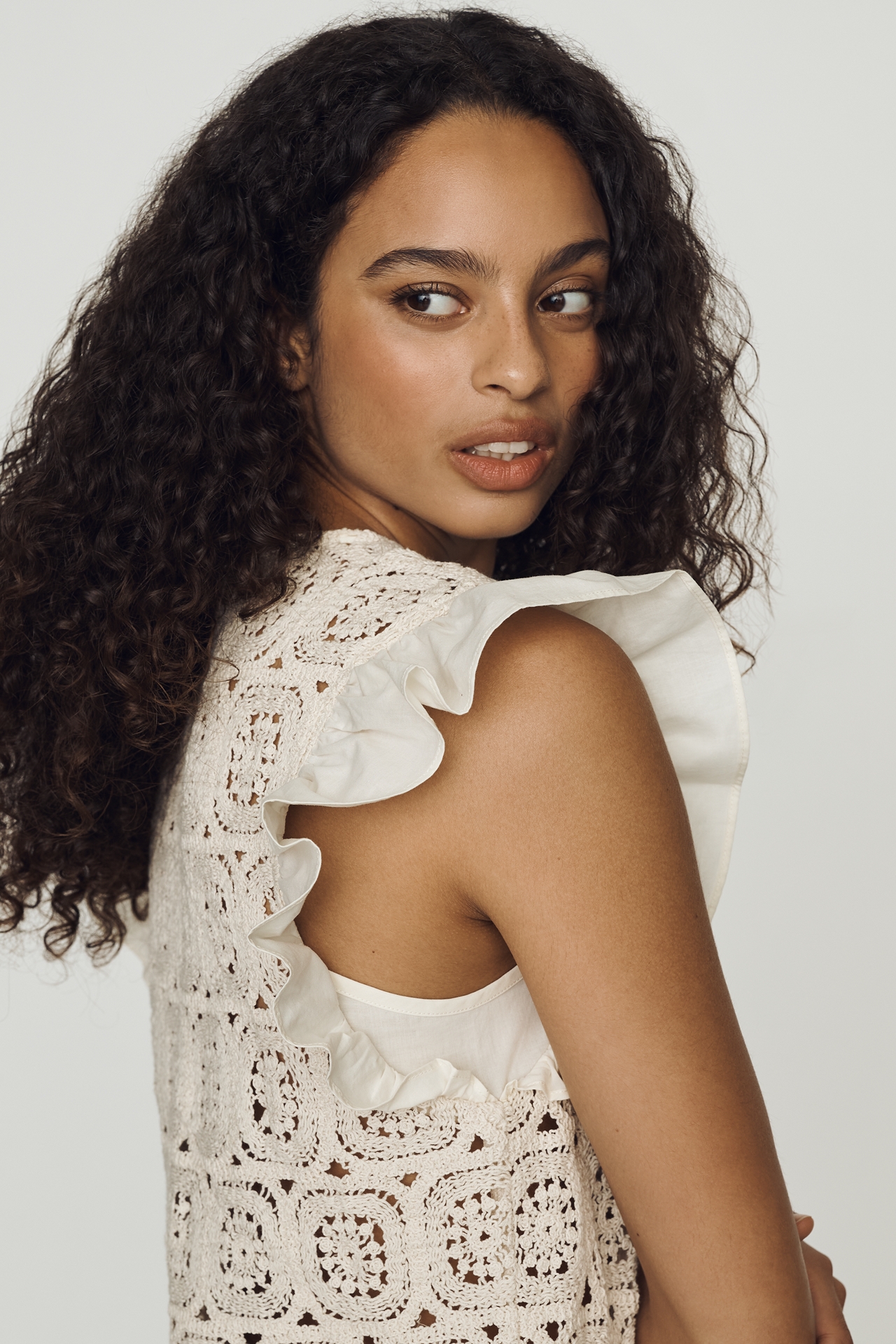Dolan Left Coast Cotton Lace Flutter Sleeve Top