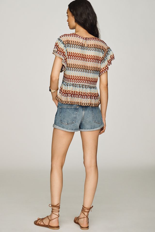 Dolan Left Coast Crochet Peplum Tee #1
