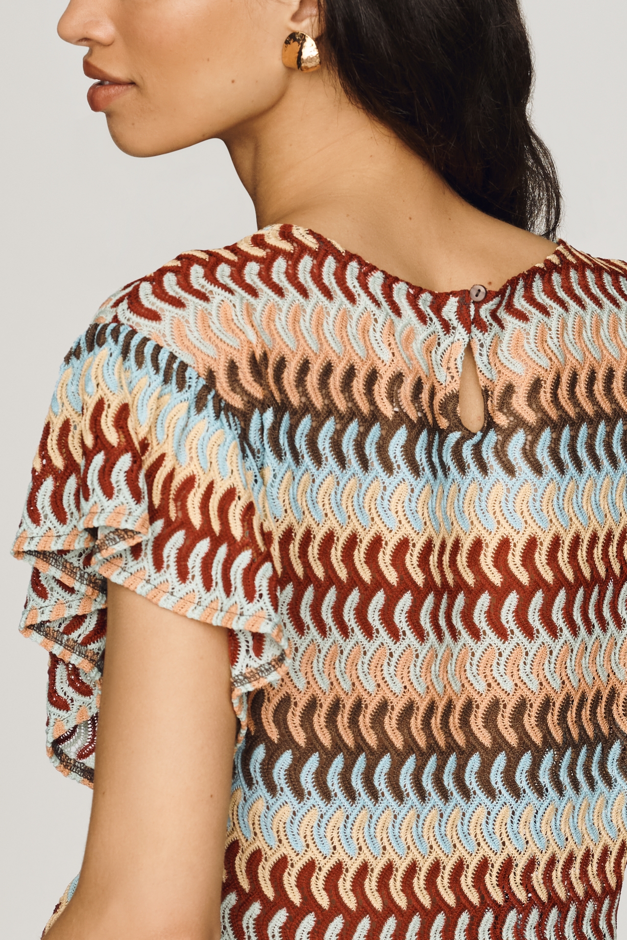 Dolan Left Coast Crochet Peplum Tee