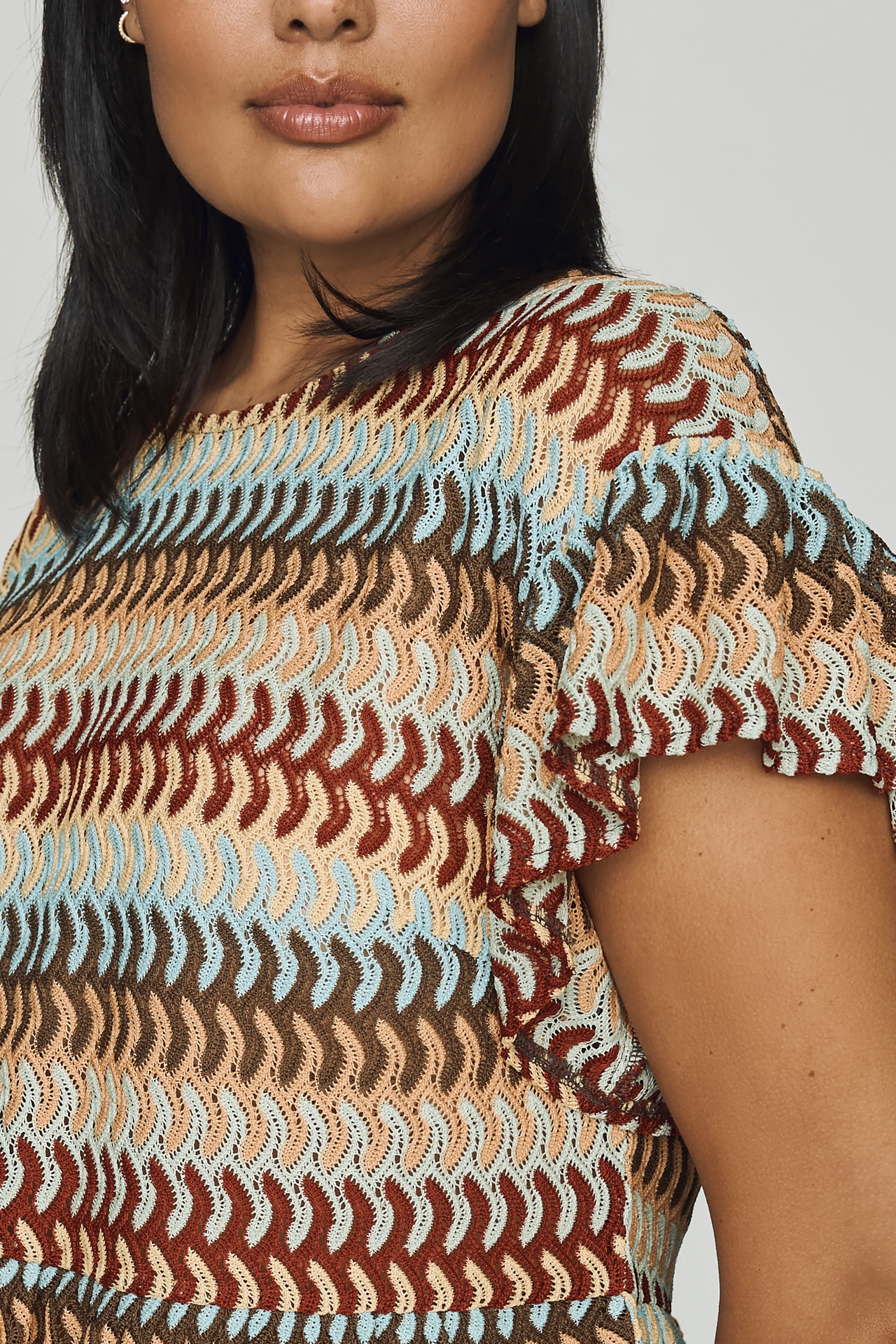 Dolan Left Coast Crochet Peplum Tee