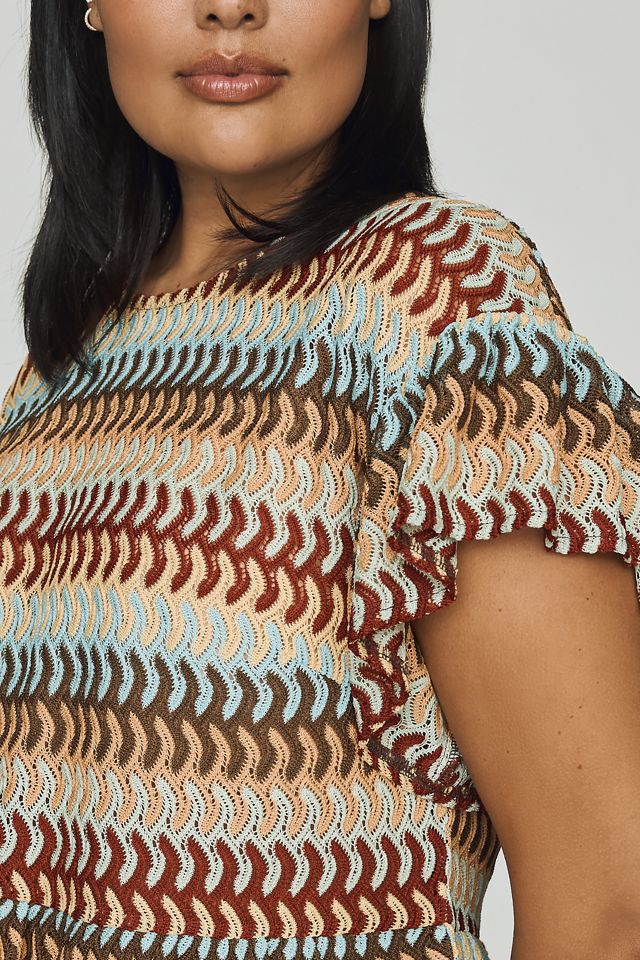 Dolan Left Coast Crochet Peplum Tee #5