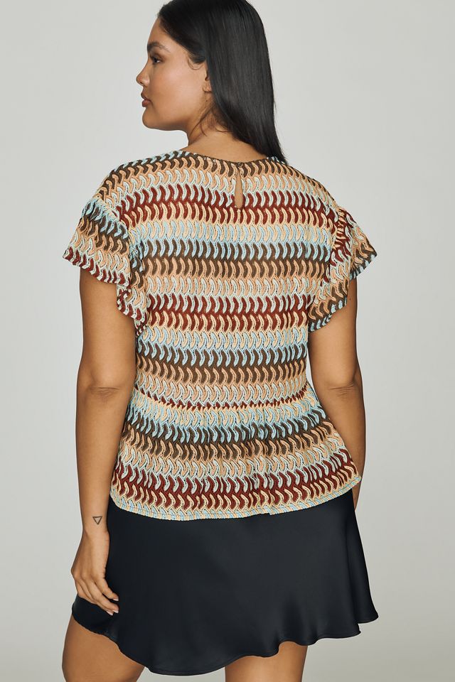 Dolan Left Coast Crochet Peplum Tee #7