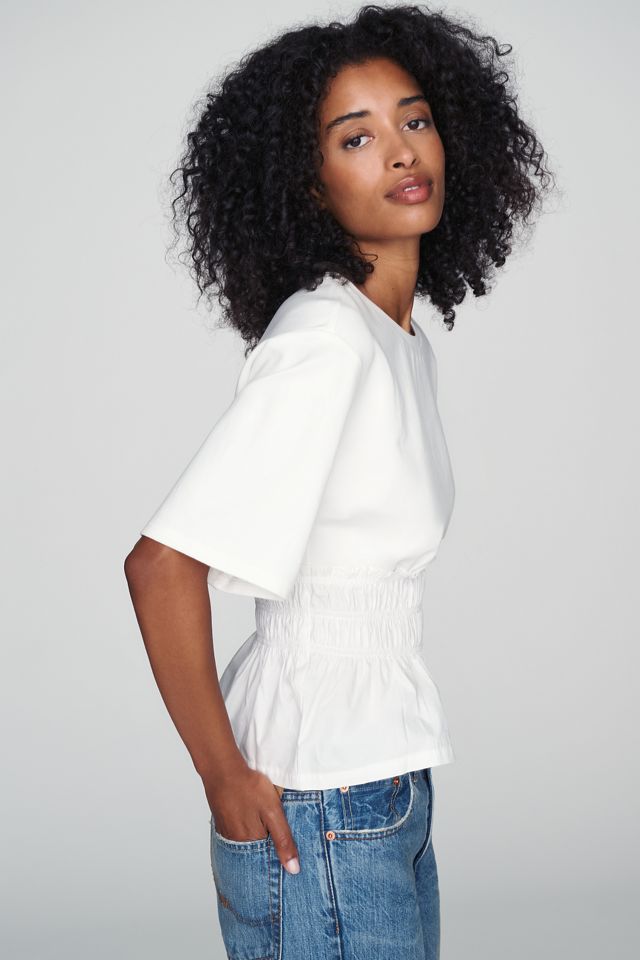 Dolan Left Coast 100% Cotton Smocked Peplum Tee #1