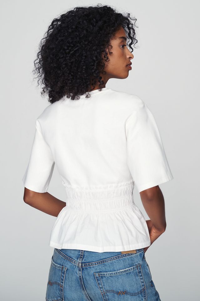 Dolan Left Coast 100% Cotton Smocked Peplum Tee #3
