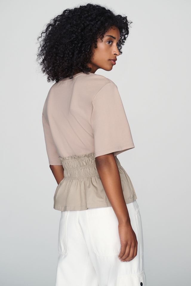 Dolan Left Coast 100% Cotton Smocked Peplum Tee #1