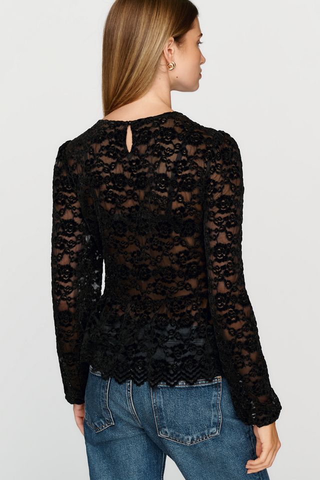 Dolan Left Coast Sheer Lace Peplum Top #1