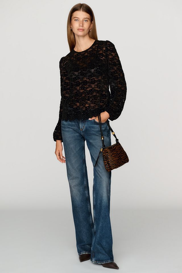 Dolan Left Coast Sheer Lace Peplum Top #3