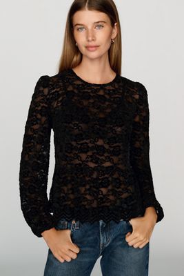 Dolan Left Coast Sheer Lace Peplum Top