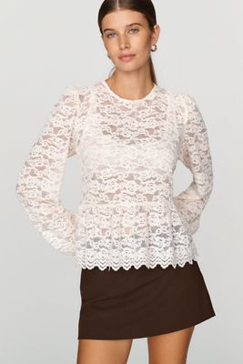 Dolan Left Coast Sheer Lace Peplum Top